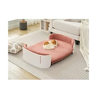 Aostirmotor White and Cat Couch Bed with Removable Mattress Cover Suitable for Mid Animal