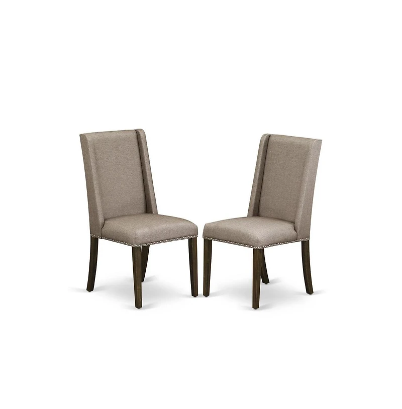 East West Furniture 5-Pc Mid Century Dining Table Set Included 4 Dining room chairs Upholstered Nails Head Seat and Stylish Chair Back and rectangular
