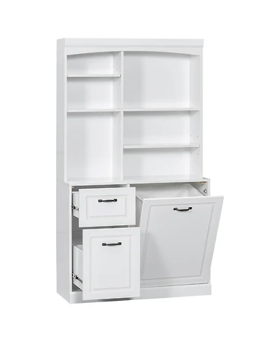 Casainc Bathroom Storage Cabinet with Tilt-Out Hamper, 70.9" Tall Organizer, Drawers & Adjustable Shelves