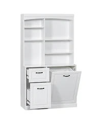 Casainc Bathroom Storage Cabinet with Tilt-Out Hamper, 70.9" Tall Organizer, Drawers & Adjustable Shelves