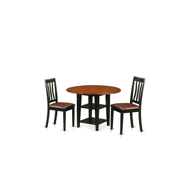 East West Furniture Dining Room Set Black & Cherry