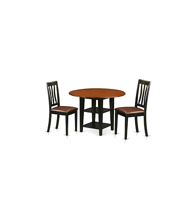 East West Furniture Dining Room Set Black & Cherry