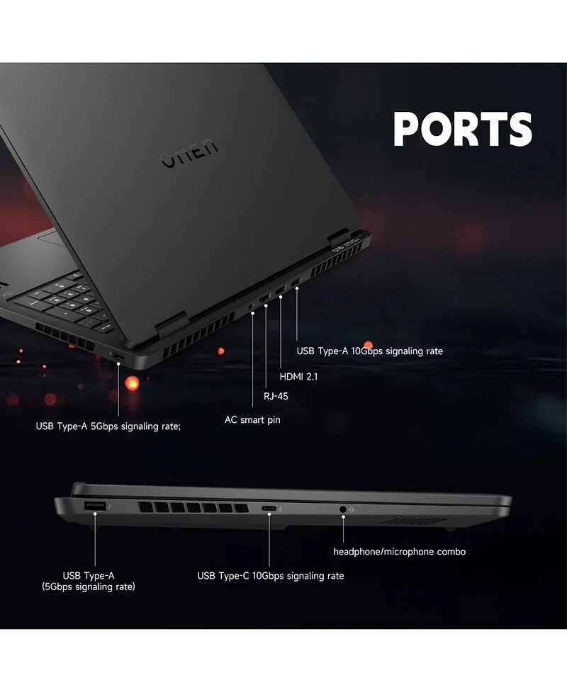 Hp Omen Slim 16" Gaming Traditional Laptop Intel Core Ultra 9 285H 16GB Ram Nvidia GeForce Rtx 5060 512GB Ssd Storage Windows 11 Home Fhd+ 144Hz