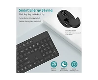 Risokeys Wireless Keyboard and Mouse Combo, Full-Sized Ergonomic Computer Keyboard, 2.4GHz Cordless Keyboard Silent Mouse Set with 2-in-1 Usb Receiver