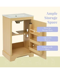 Casainc 20" Bathroom Vanity with Sink, Soft Closing Door, Adjustable Shelf, Natural Wood Rack