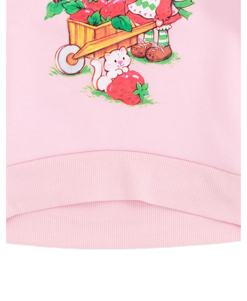 Strawberry Shortcake Fleece Pullover Sweatshirt with Faux Fur Sleeves