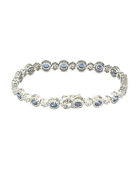 Suzy Levian New York Suzy Levian Sterling Silver Sapphire & Created White Sapphire Round Halo Cluster Tennis Bracelet