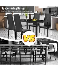 Gymax 5 Piece Kitchen Dining Set Glass Metal Table and 4 Chairs Breakfast Furniture