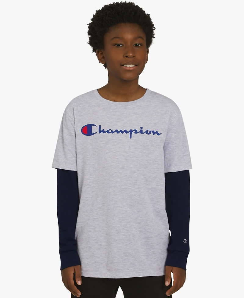 Champion Big Boys Layered-Look Graphic T-Shirt
