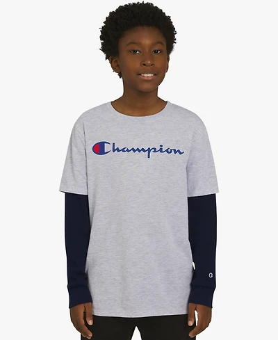 Champion Big Boys Layered-Look Graphic T-Shirt