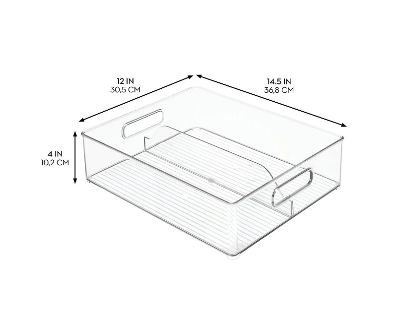 mDesign Divided Storage Bin for Fridge or Pantry, Set of 6, Clear, Made in Usa