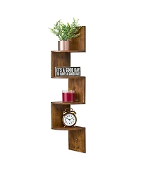 Sorbus 5-Tier Zig Zag Floating Corner Wall Bookshelf Unit – (40" Tall) for Living Room, Bedroom, Office, & More - Space-Saving Storage Solution