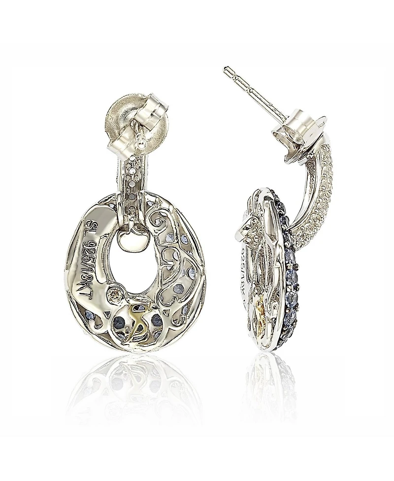 Suzy Levian New York Suzy Levian Sterling Silver Sapphire & Created White Sapphire Double Oval Dangle Earrings