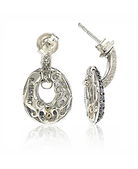 Suzy Levian New York Suzy Levian Sterling Silver Sapphire & Created White Sapphire Double Oval Dangle Earrings