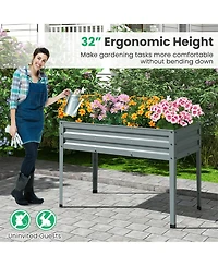 Gymax 46'' x 24'' x 32'' Galvanized Raised Garden Bed w/ Legs Drainage Holes for Flowers