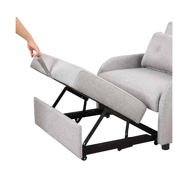 Maison Boucle Modern Linen Pull-Out Sleeper Sofa Bed with Usb Charger and Side Table for Living Room-Maison Boucle