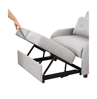 Maison Boucle Modern Linen Pull-Out Sleeper Sofa Bed with Usb Charger and Side Table for Living Room-Maison Boucle