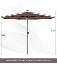 Costway 12 Ft Patio Umbrella Outdoor Market with Crank Handle 8 Sturdy Ribs
