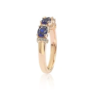 Suzy Levian Sterling Silver Natural Sapphire & Created White Half Band