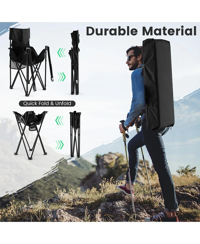 Akiudex 3-Piece Folding Camping Chair and Table Set with Storage Bag and Cup Holders