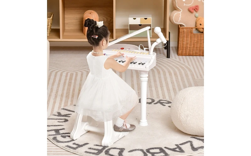 31-Key Kids Piano Keyboard with Stool and Piano Lid