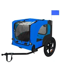 Aostirmotor Pet Bike Trailer,Suitable for Small & Medium Pets Easy Folding Cart Frame Quick Release Wheel Blue