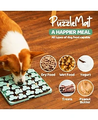 Aostirmotor Green Silicone Mat with Suction Cups Slow Feeder Bowl for Dry and Wet Food Enrichment for All Breed Dogs