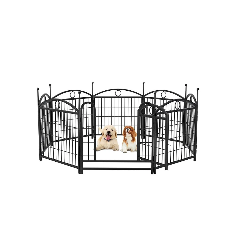 Aostirmotor 24 in H. 8 Panels Heavy Duty Metal Dog Pen Pet with Door for Large Medium Small Dogs Indoor Outdoor