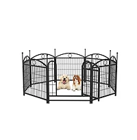 Aostirmotor 24 in H. 8 Panels Heavy Duty Metal Dog Pen Pet with Door for Large Medium Small Dogs Indoor Outdoor