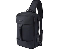 14-16 inch Sling Bag for Men,Black Crossbody Bag with Usb Charging Port Fits 10.2inch iPad, Casual Daypack(Black)