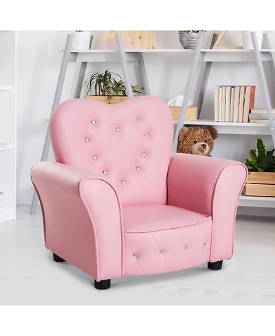Maison Boucle Kids Tufted Armchair with Crystal Accents, Pink Toddler Sofa for Girls Bedroom or Playroom-Maison Boucle
