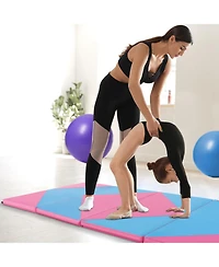 Akiudex Folding 8FT Gymnastics Mat with 2inch Epe Foam and Pu Cover