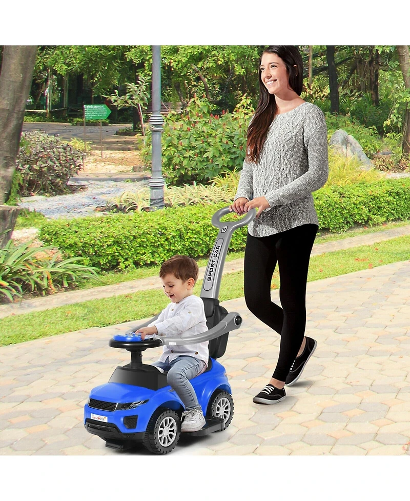 Akiudex 3 in 1 Toddler Ride On Push Car with Handle Guardrail and Storage
