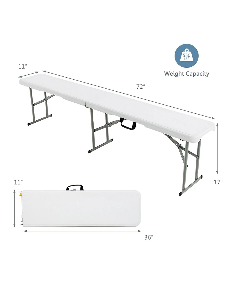 6 Feet Portable Picnic Folding Bench with 550 lbs Capacity and Carrying Handle