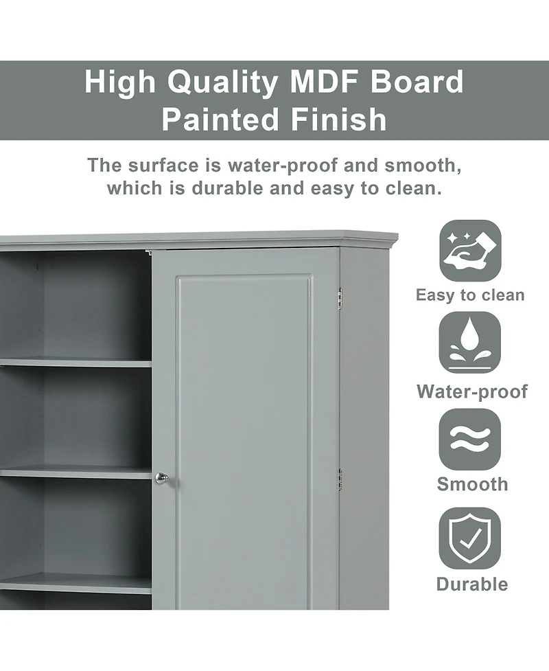 Casainc Wide Bathroom Storage Cabinet, Freestanding Unit with Two Drawers and Adjustable Shelf