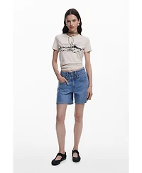 Desigual Women's Denim Bermuda shorts with stitching