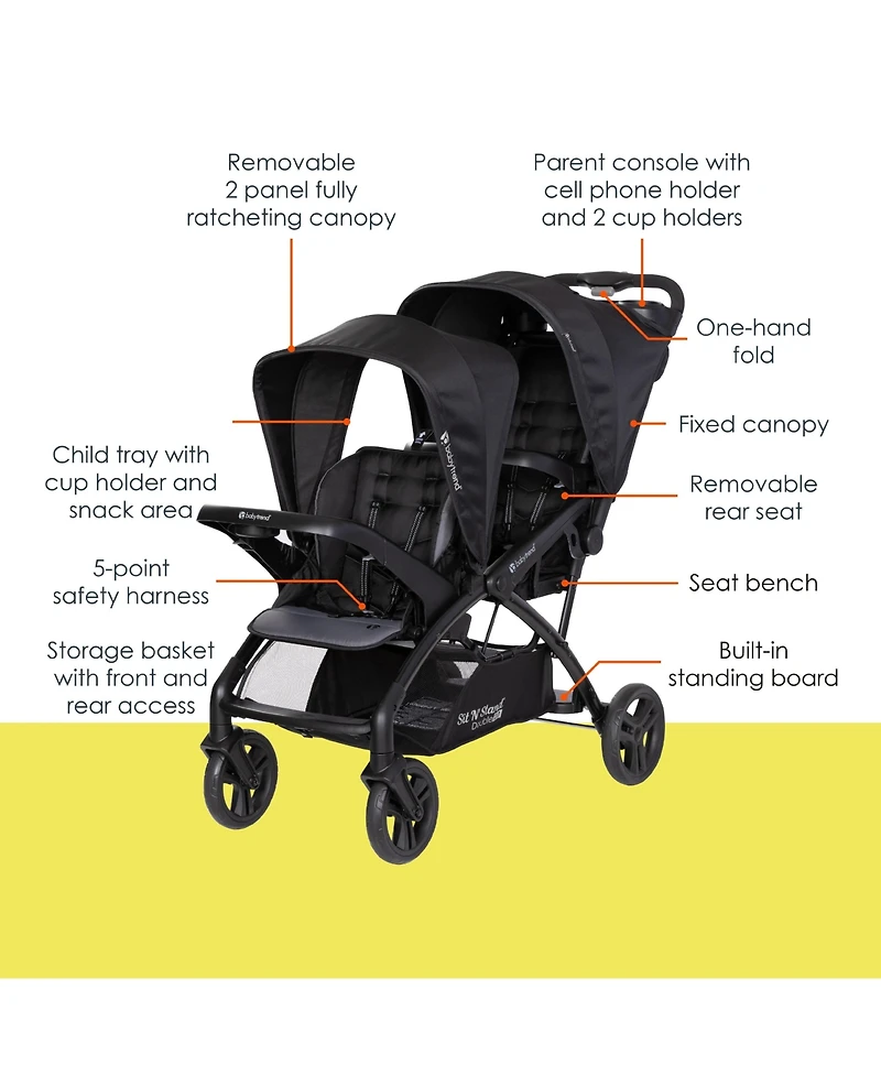 Baby Trend Sit N' Stand Double 2.0 Stroller - Madrid Black