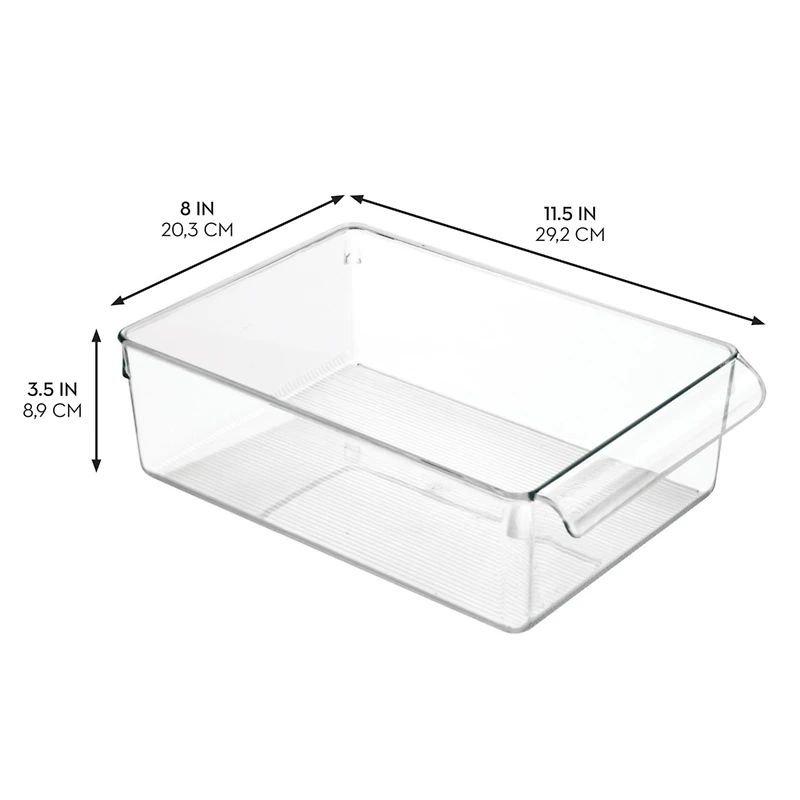mDesign Fridge Storage Tray with Handle - Set of 4 - Clear