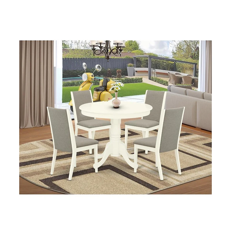 East West Furniture Dining Room Set Linen White
