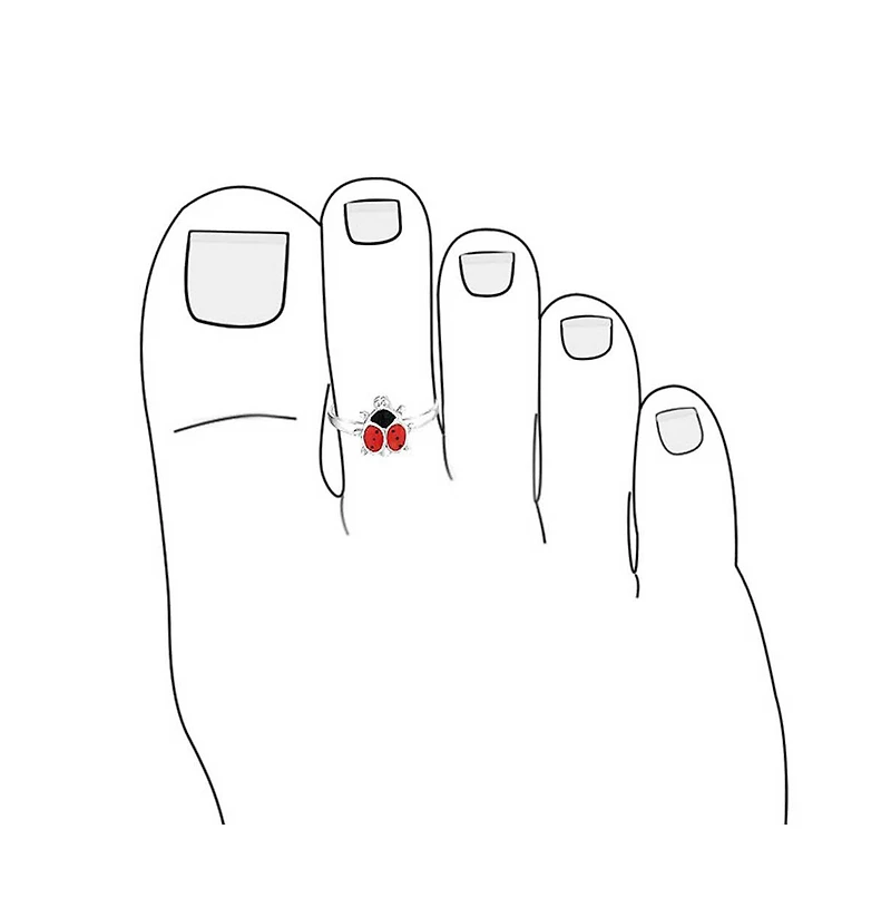 Bling Jewelry Set of 2 Sun Flower Blue Turquoise and Lucky Red Ladybug Midi Toe Ring Silver