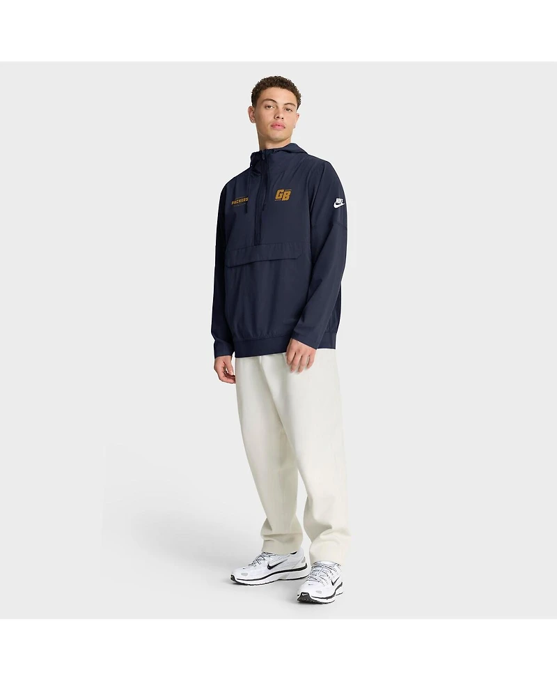 Nike Men's Navy Green Bay Packers The 1923 Classic Sideline Half-Zip Anorak Jacket