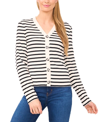 CeCe Women's Long-Sleeve V-Neck Cardigan Sweater