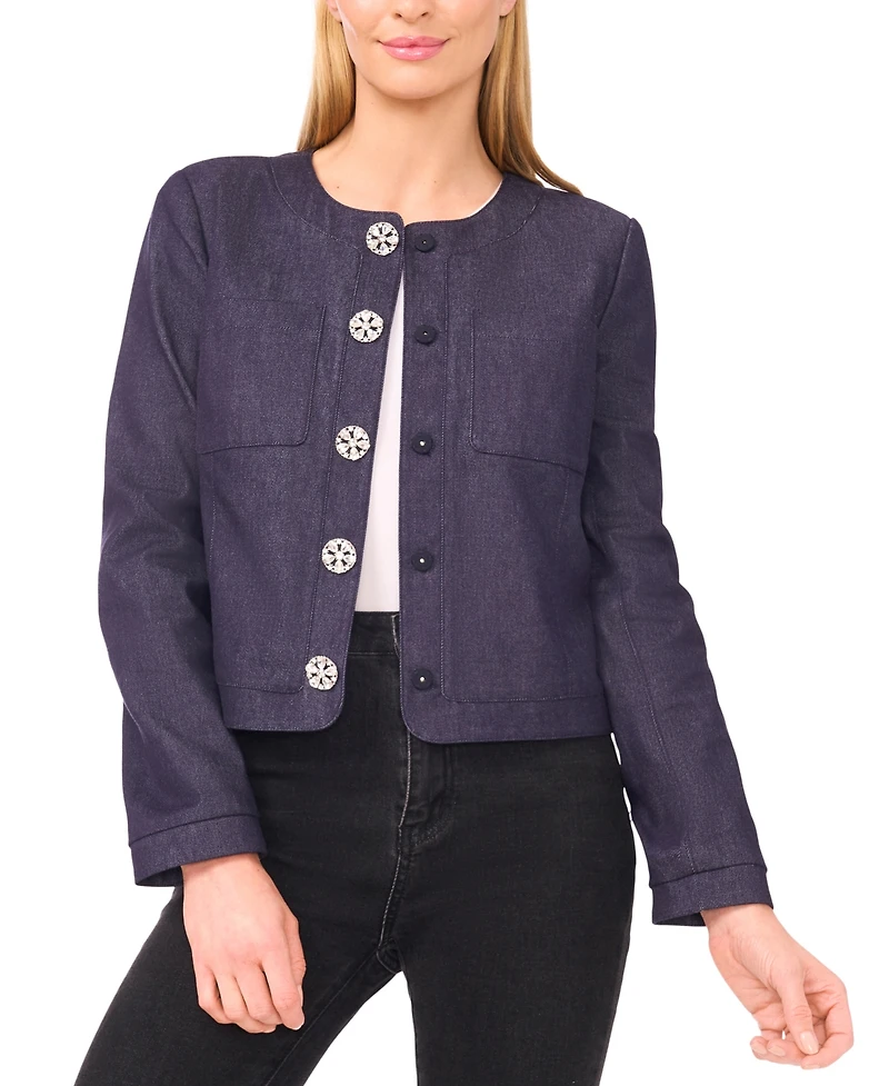 CeCe Women's Patch Pocket Long Sleeve Jacket