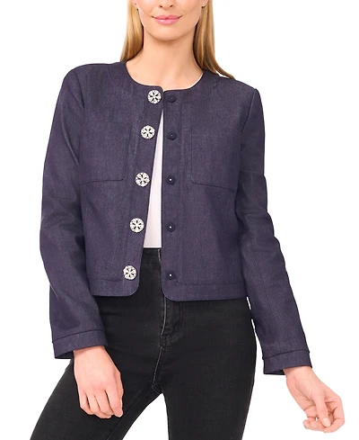 CeCe Women's Patch Pocket Long Sleeve Jacket