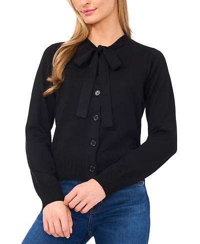 CeCe Women's Tie Neck Cardigan Sweater
