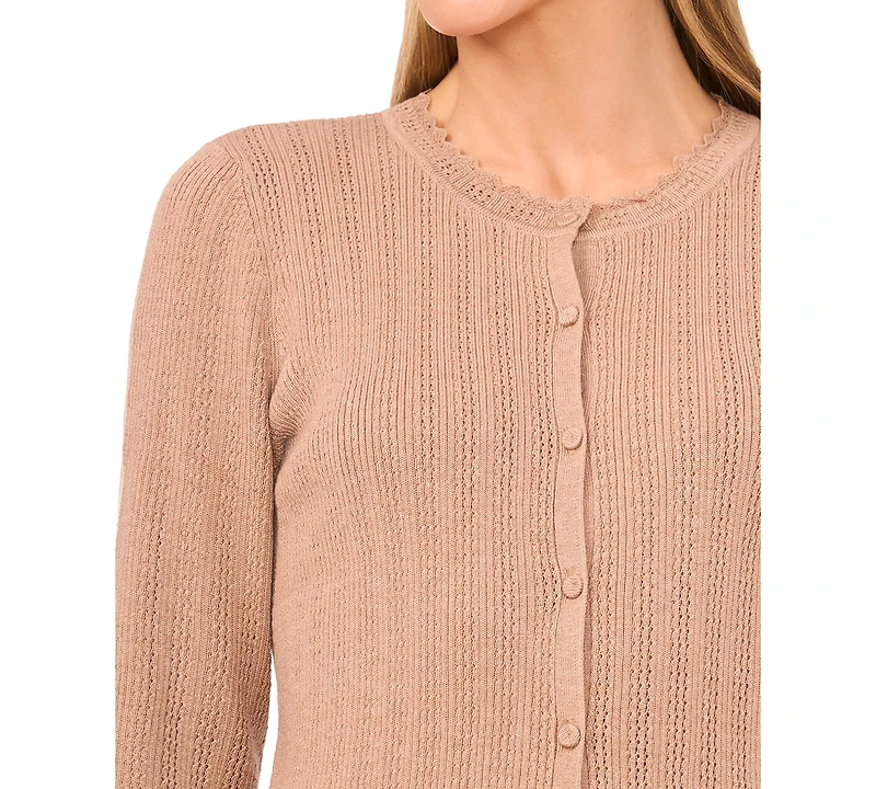 CeCe Women's Button Front Long Sleeve Cardigan Sweater