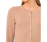 CeCe Women's Button Front Long Sleeve Cardigan Sweater