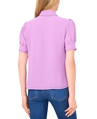 CeCe Women's Scalloped Puff-Sleeve Button-Front Top