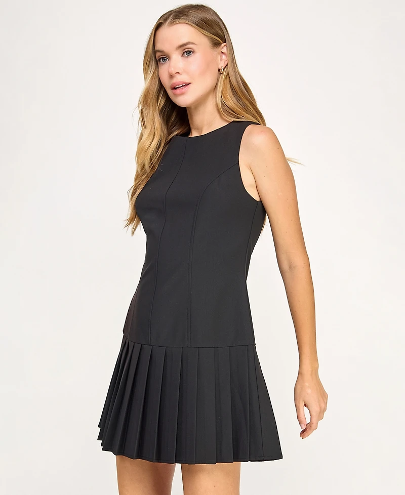 City Studios Juniors' Pleated Skirt Drop Waist Sleeveless Dress