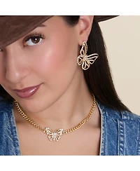 Jessica Simpson Textured Butterfly Stud Earrings in Gold-Tone